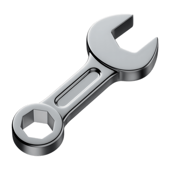 A shiny silver wrench is isolated on transparent background, representing repair, maintenance, and mechanical work png