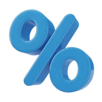 A blue percentage sign isolated on transparent backgroundS, representing discounts and financial rates png