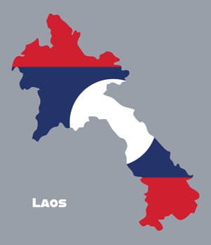 Colorful illustration of Laos map with the national flag overlay. Perfect for education, culture, travel guides, and geographical presentations vector