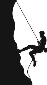People Rock Climbing Silhouette on White Background vector