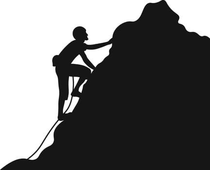 People Rock Climbing Silhouette. Sport Extreme. vector