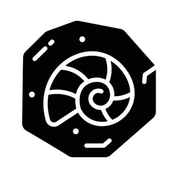 A modern glyph icon of spiral-shaped fossil vector