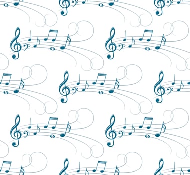 The blue background with notes. vector
