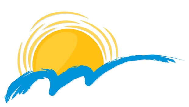 Sun and blue sea. vector
