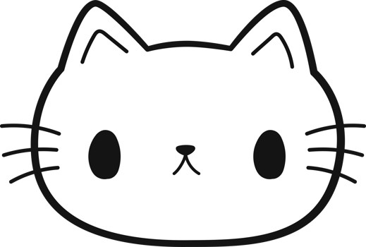 Cute cartoon cat face, White cat face sticker, Flat design kitty head, Hand drawn doodle png