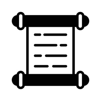 Modern glyph icon of ancient rolled parchment scroll. vector