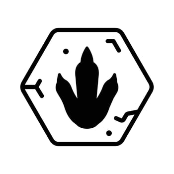 Sleek glyph style icon of dinosaur footprint trail. vector