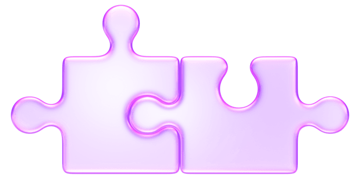 3D puzzle piece icon in soft glass style, representing connection, teamwork, problem solving, and integration png