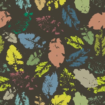 Colorful leaf pattern on dark background vector