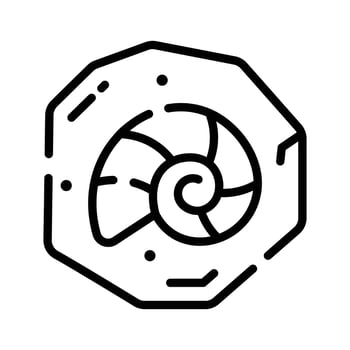 A modern linear icon of spiral-shaped fossil vector