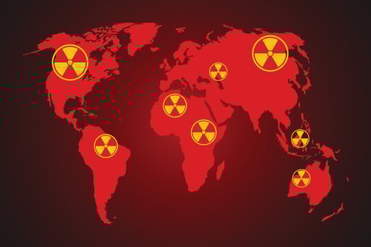 Nuclear bomb radiation explosion around the world. vector