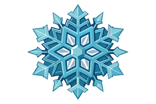 Stunning Detailed Blue Ice Crystal Snowflake Design, Winter Wonderland Festive Decoration, Serene Holiday Graphic - Professional digital artwork with vibrant colors and detailed composition vector
