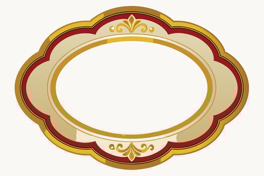 Elegant Gold and Red Oval Frame with Flourishes Perfect for Vintage Designs, Certificates, or Elegant Invitations vector