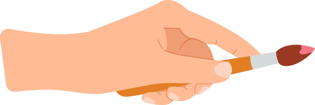 Hand gently grasps a paintbrush, poised to begin painting, ready to bring imagination and color to life on a blank canvas or other surface vector
