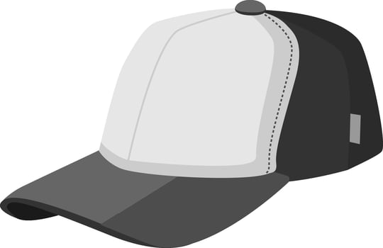 Gray and black baseball cap with blank front panel, offering stylish sun protection and casual comfort, perfect for customization and everyday wear vector