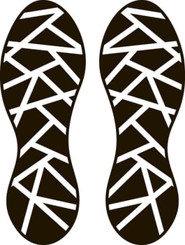 Black and white illustration of the sole of a pair of sports shoes, ideal for representing walking, running, or sports activities in general vector