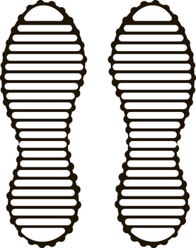 Shoe print showing tread and sole pattern, isolated on white background, representing walking, hiking, footwear, evidence, investigation, tracking, and outdoor activities vector