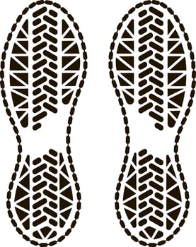 Shoe print featuring a geometric tread pattern creates a distinct impression, perfectly representing themes of walking, tracking, evidence, and various footwear applications vector