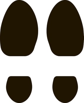 Simple black footprint and shoe print illustrating walking direction, serving as an effective indicator for paths or trails on maps and signs, enhancing navigation and wayfinding vector