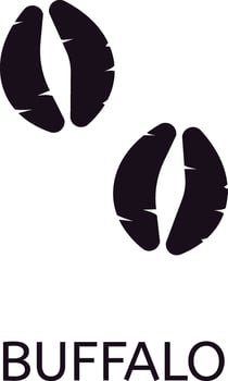 Buffalo footprint icon representing walking direction, isolated on white background, ideal for wildlife guides, nature documentaries, and educational materials vector