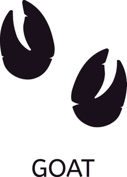 Simple illustration featuring two black goat footprints, depicting the distinct imprint of a cloven hoofed animal, isolated against a clean white background vector