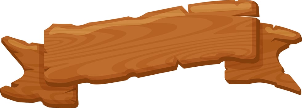 Waving wooden banner ribbon scroll creates a central space for text, showcasing a rustic, textured design perfect for messages, promotions, or decorative elements vector
