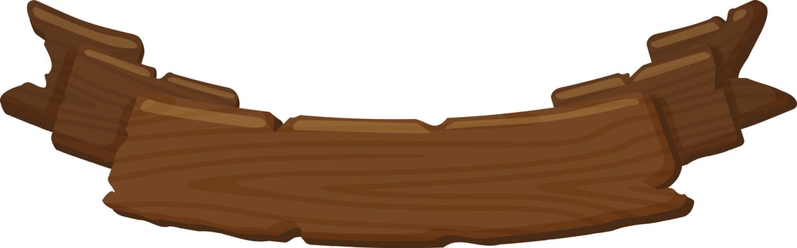 Wooden banner ribbon scroll is unfolding, displaying a rustic charm, perfect for adding a touch of vintage elegance to designs and projects vector