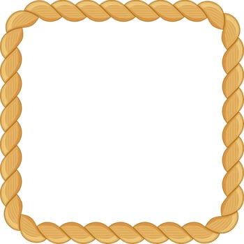 Square frame crafted from thick, textured rope, forming a rustic and nautical border with ample empty space perfect for adding design elements and text vector