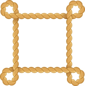 Square frame crafted from thick, twisted rope features looped corners, offering a unique blend of nautical and rustic design elements with a strong, decorative presence vector