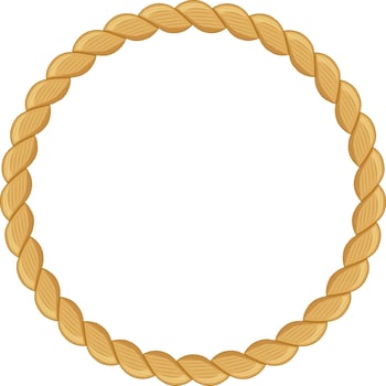 Realistic illustration of a nautical rope creating a circular frame, isolated on a white background, perfect for maritime or sailing themed projects vector
