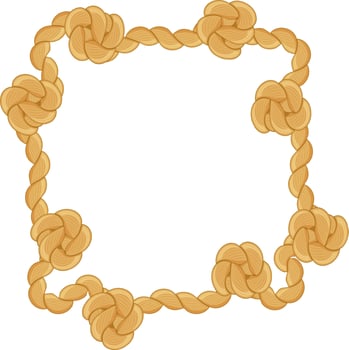 Square frame made of knotted rope creating a nautical themed border, ideal for maritime projects or decorative elements with a touch of seafaring charm vector