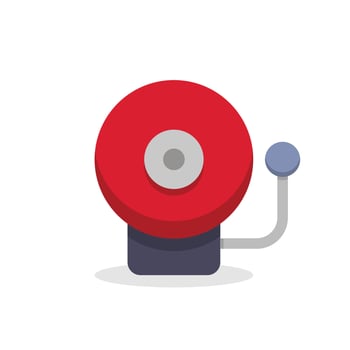 A red and white fire extinguisher icon on a white background vector