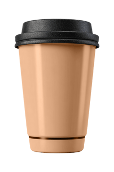 Minimalist Coffee Cup with Black Lid Isolated png