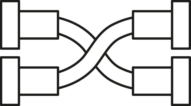 Intertwined cables with rectangular connectors vector