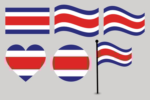 Costa Rica flags and shapes vector