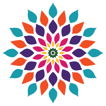 Vibrant geometric mandala with colorful petal design png