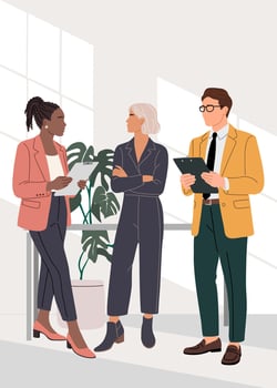 Different business team members meeting in office vector