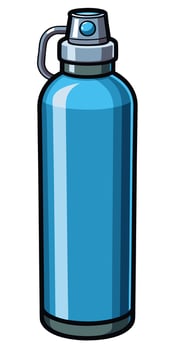 Cartoon Blue Water Bottle Illustration on Transparent Background vector