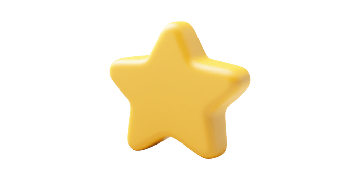 Yellow 3D Star Icon. Symbol Of Achievement And Excellence In Digital Design Isolated On Transparent Background png