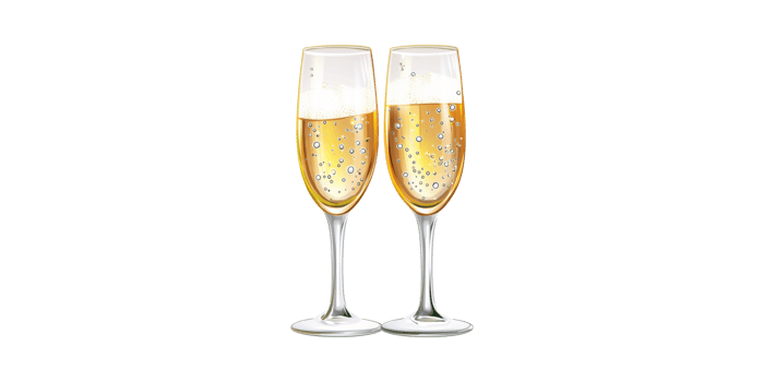Two Champagne Flutes With Bubbles. Celebration And Festive Toasting Concept Isolated On Transparent Background png