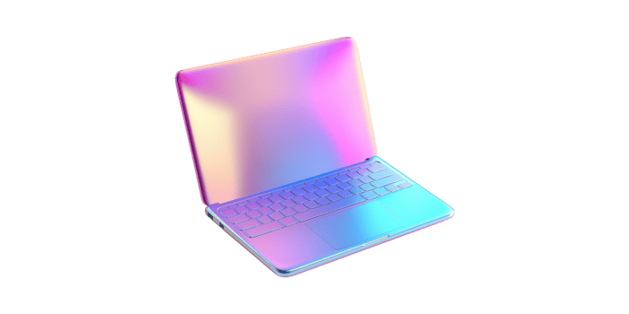 Gradient Laptop Design. Futuristic Technology And Digital Innovation Concept Isolated On Transparent Background png