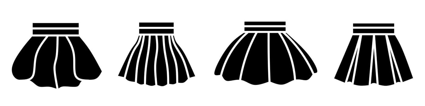 Black skirt icon. Color illustration design collection. Black vector