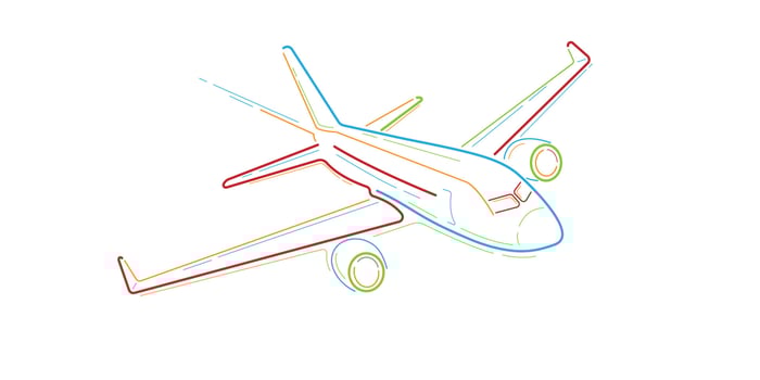 Flying plane.Airplane line drawing.Air flights. vector