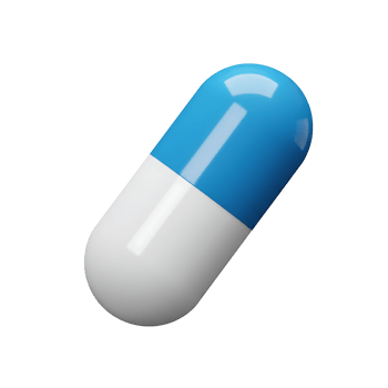 Blue and White Medical Pill Capsule 3D Icon - Perfect for Healthcare, Medicine, and Pharmacy Concepts png