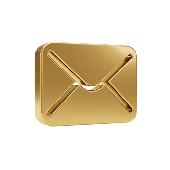 Shiny Gold 3D Mail Envelope Icon - Perfect for Email, Communication, and Message Concepts png