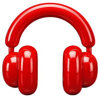 Vibrant Red 3D Headphones Icon - Perfect for Music, Audio, and Entertainment Concepts png