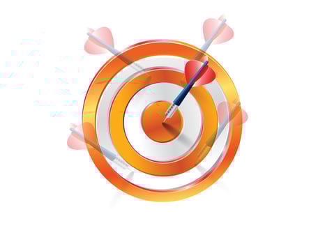 Peopley show target only target not strategy Concept Dart Board Colored Arrow Hit The Target From Clipping vector