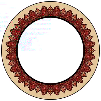 Ornate circle design with red patterns vector