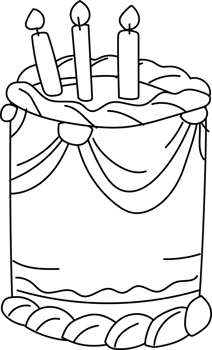 Tall Birthday Cake Doodle with Dripping Icing, Cute Candle, png