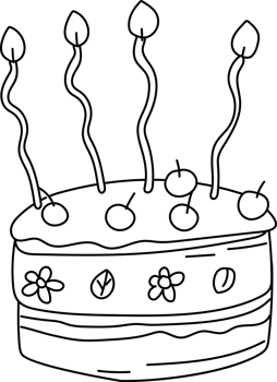 Whimsical Birthday Cake Doodle, Cute Candles and Sprinkles, png